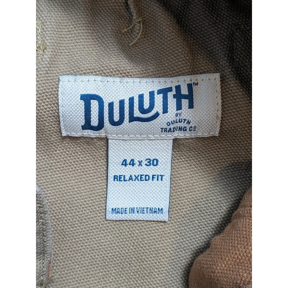 Duluth Trading Men's Khaki 44x30 Relaxed Fit Cargo Work Pants Canvas Workwear